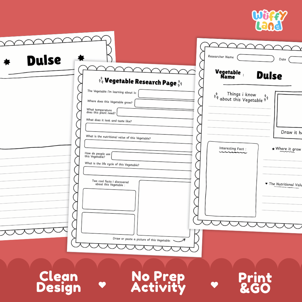 Dulse Vegetable Research Page Worksheets and Fact Sheet