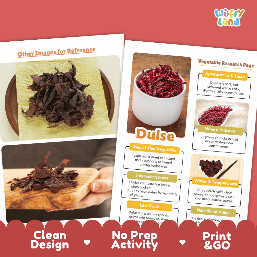 Dulse Vegetable Research Page Worksheets and Fact Sheet