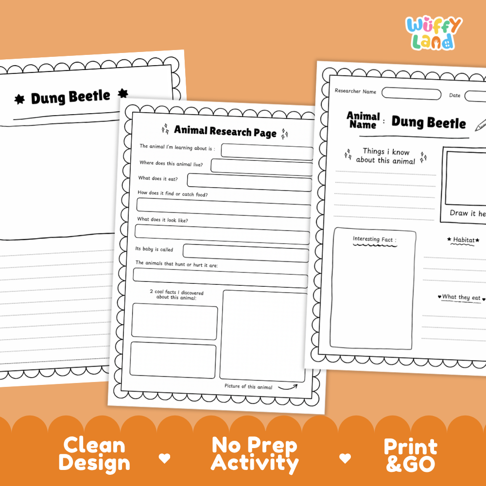 Dung Beetle Animal Research Page Worksheets