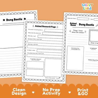 Dung Beetle Animal Research Page Worksheets
