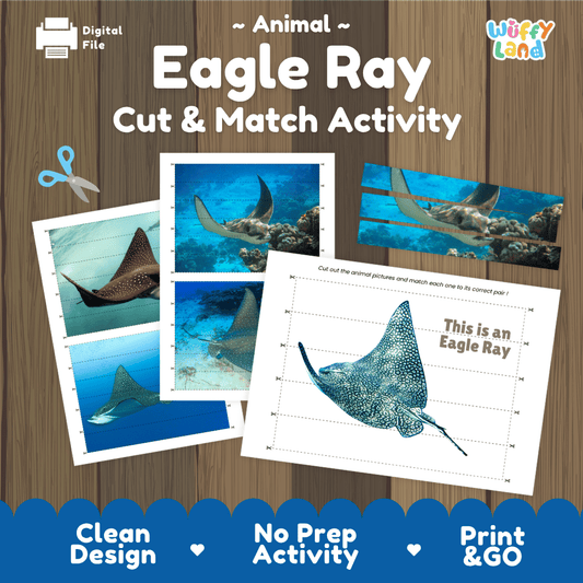 Eagle Ray Cut and Match Activity Worksheets | Ocean Animal Puzzle Printables