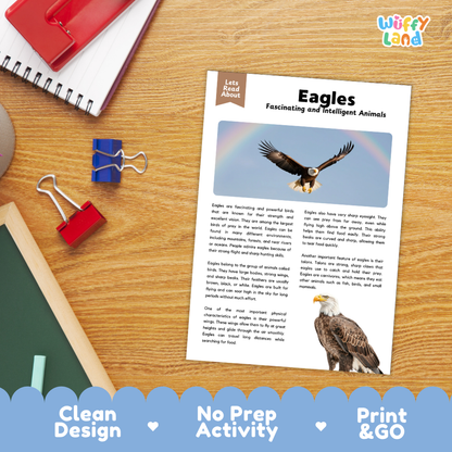 Eagles Reading Passage and Comprehension Questions Worksheets with Answer Key