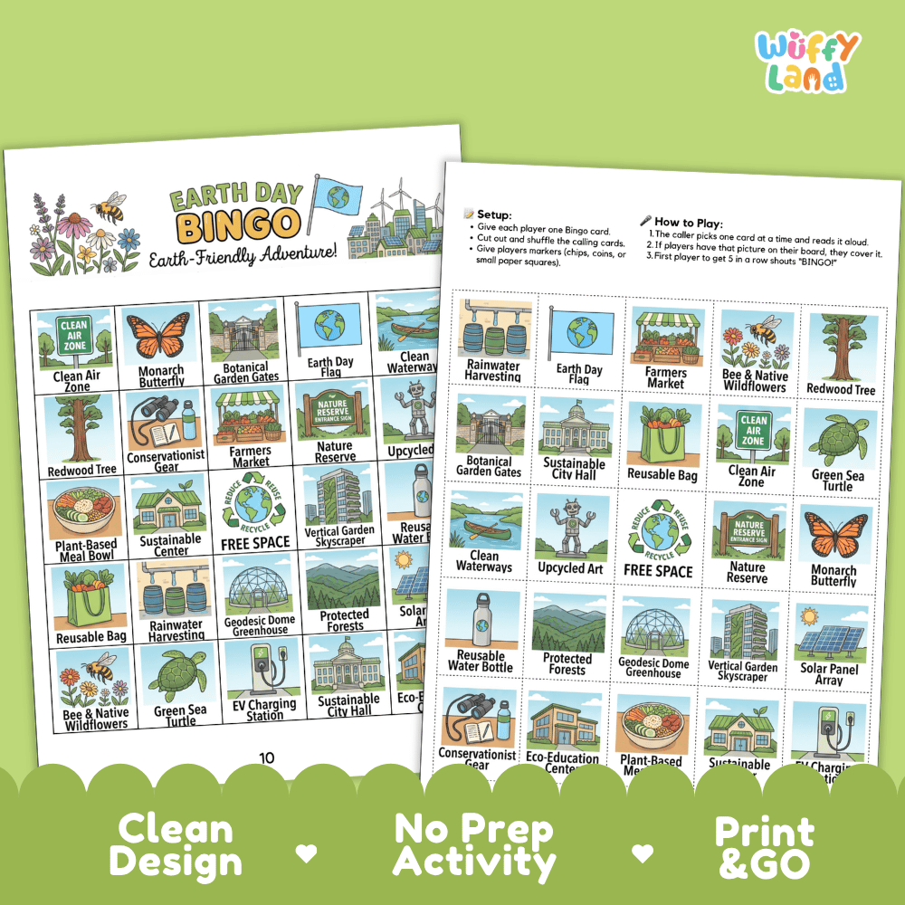 Earth Day Bingo Game Printable Activity