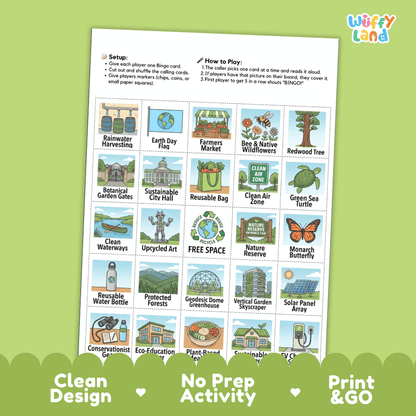 Earth Day Bingo Game Printable Activity