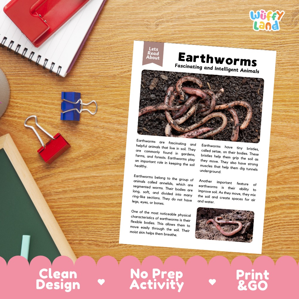 Earthworms Reading Passage and Questions Worksheets with Answer Key