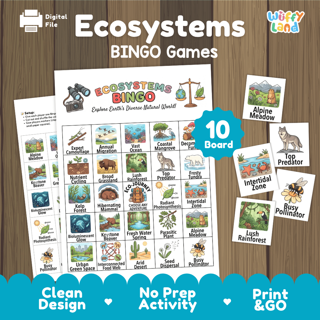 Ecosystems BINGO Games Printable Activity