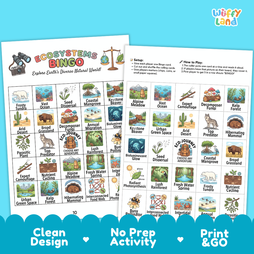 Ecosystems BINGO Games Printable Activity