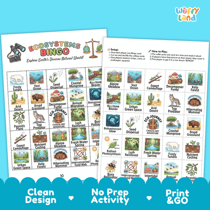 Ecosystems BINGO Games Printable Activity