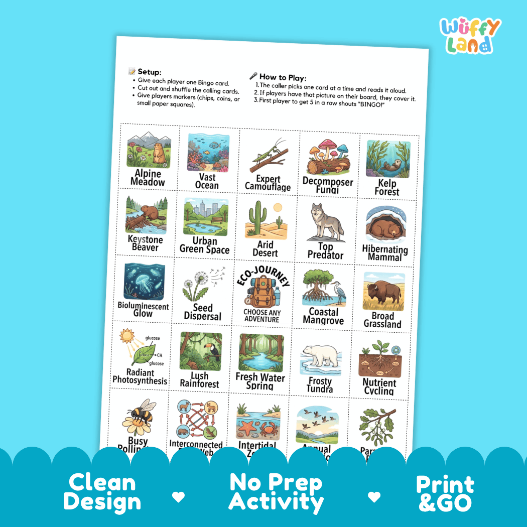 Ecosystems BINGO Games Printable Activity
