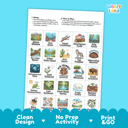 Ecosystems BINGO Games Printable Activity
