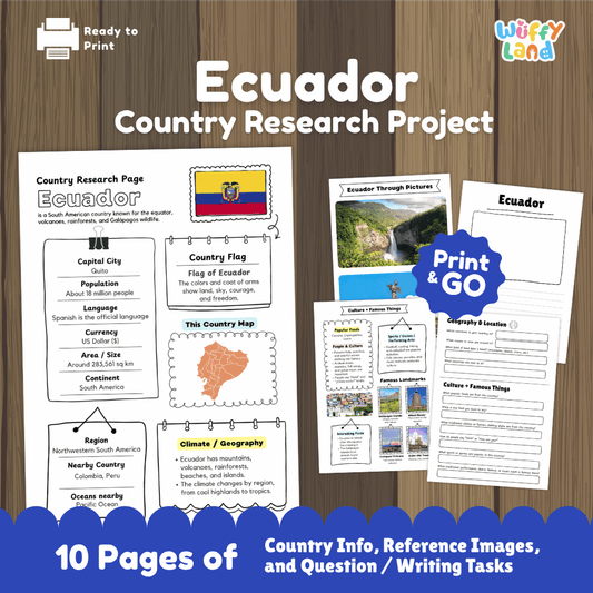 Ecuador Country Research Project Worksheets and Activity Pages