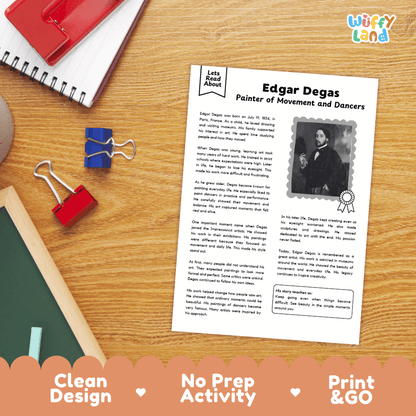 Edgar Degas Biography Reading Passage and Writing Activity Worksheets