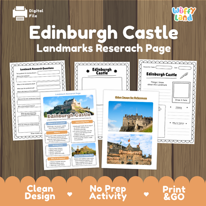 Edinburgh Castle Landmark Research Project | World Landmarks Worksheets & Fact Sheet