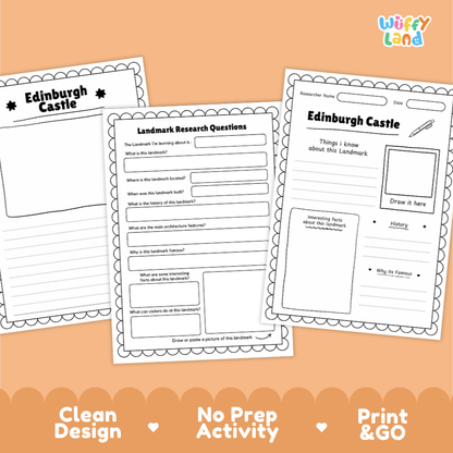 Edinburgh Castle Landmark Research Project | World Landmarks Worksheets & Fact Sheet