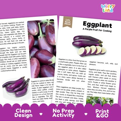 Teacher answer key page showing complete question solutions for eggplant reading comprehension practice