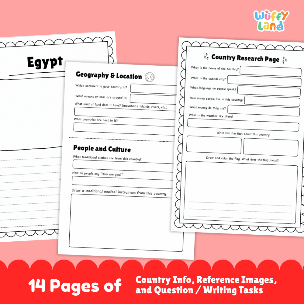 Egypt Country Research Project | Geography Worksheets and Writing Tasks