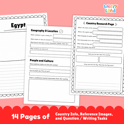 Egypt Country Research Project | Geography Worksheets and Writing Tasks
