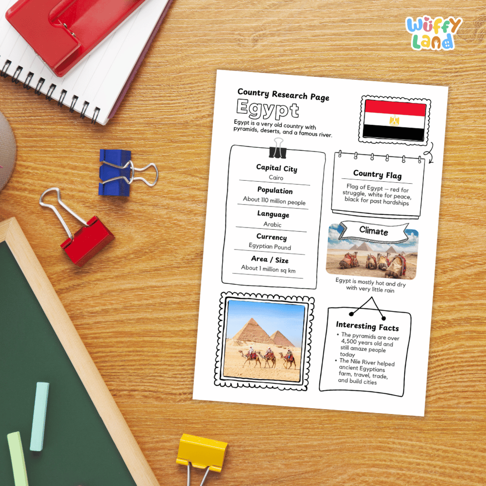Egypt Country Research Project | Geography Worksheets and Writing Tasks