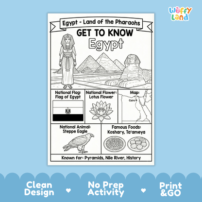 Egypt Country Study Geography Coloring Page Worksheet Activity | Africa