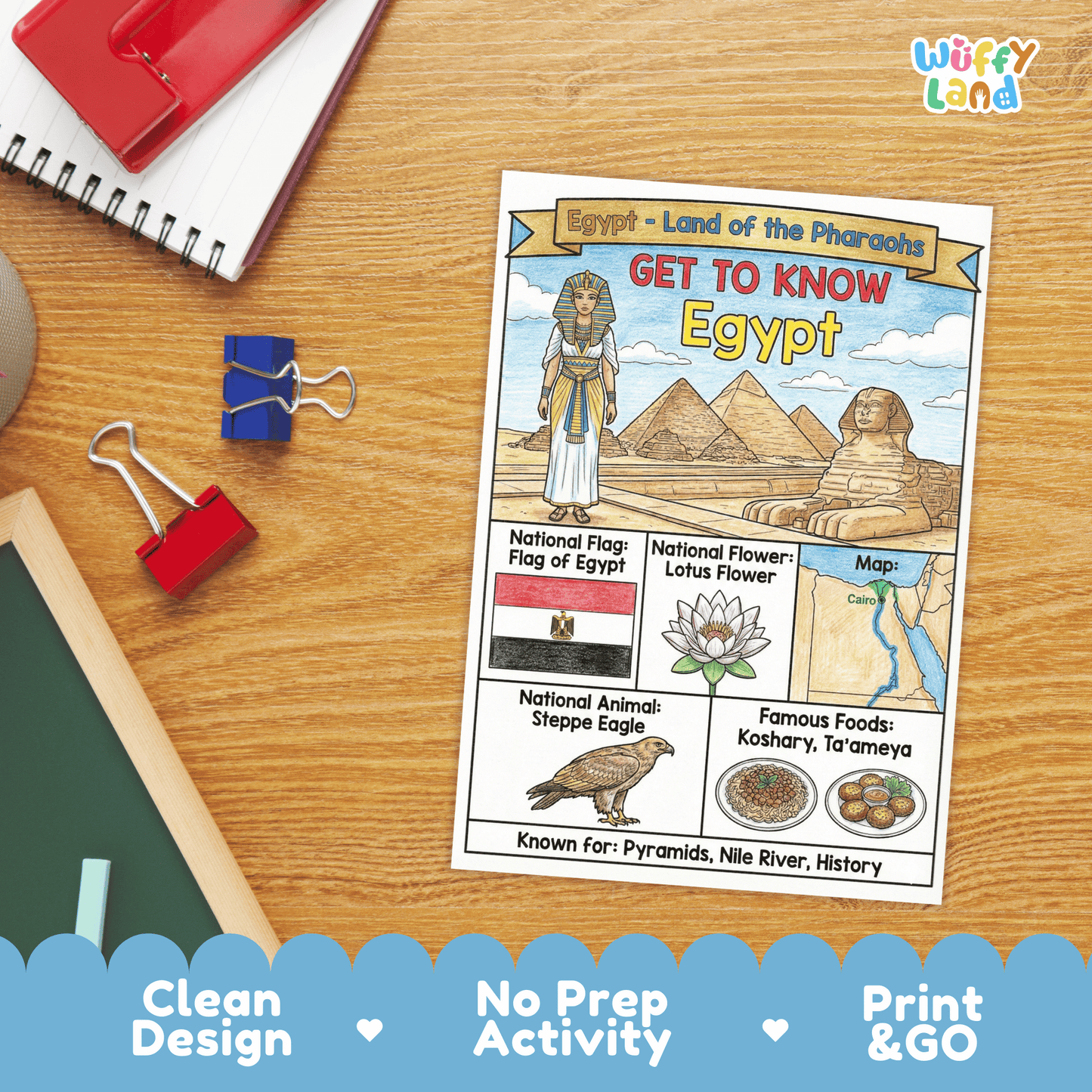 Egypt Country Study Geography Coloring Page Worksheet Activity | Africa