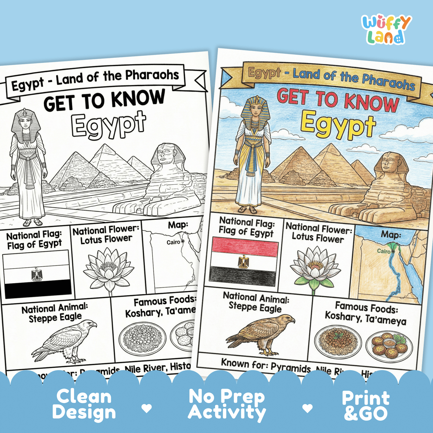 Egypt Country Study Geography Coloring Page Worksheet Activity | Africa