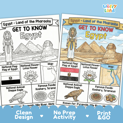 Egypt Country Study Geography Coloring Page Worksheet Activity | Africa