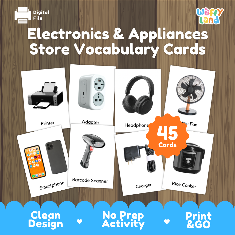 Electronics & Appliances Store Vocabulary Flashcards and Matching Cards