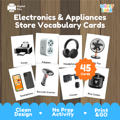 Electronics & Appliances Store Vocabulary Flashcards and Matching Cards