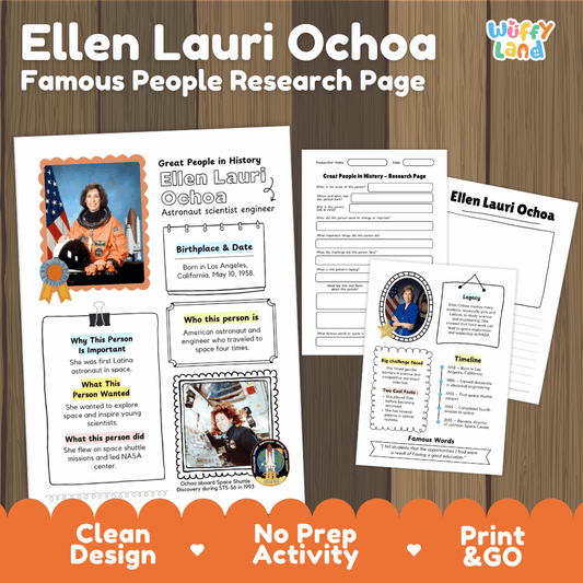 Ellen Lauri Ochoa Famous People Research Page Worksheets