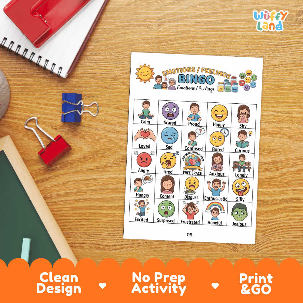 Emotions and Feelings Bingo Games Printable SEL Activities