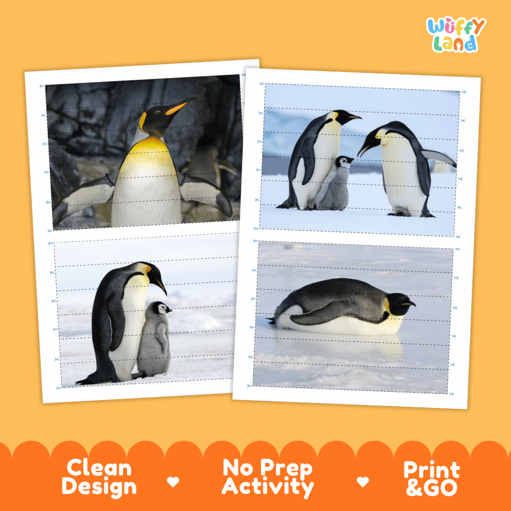 Emperor Penguin Cut and Match Activity Worksheets