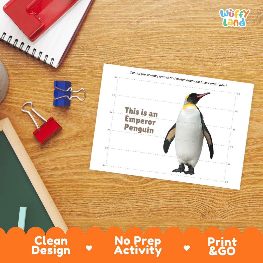Emperor Penguin Cut and Match Activity Worksheets