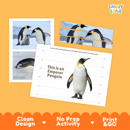 Emperor Penguin Cut and Match Activity Worksheets