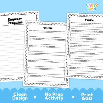 Emperor Penguins Reading Passage and Questions Worksheets with Answer Key
