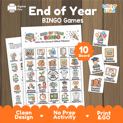 End of Year Bingo Games Printable Last Day of School Activities