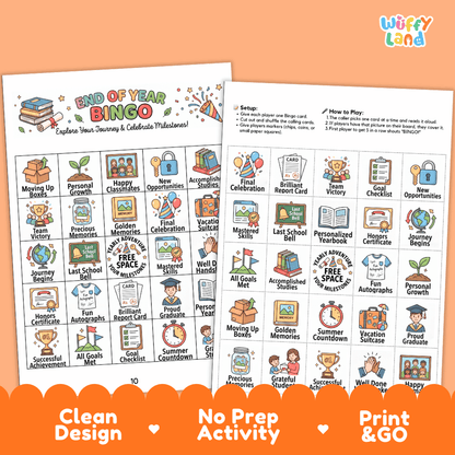 End of Year Bingo Games Printable Last Day of School Activities