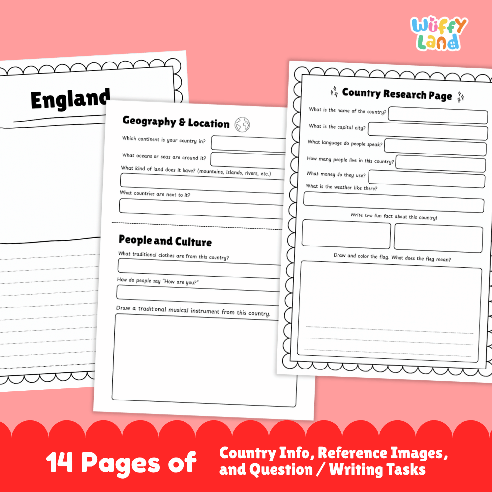 England Country Research Project | Geography Worksheets and Writing Tasks