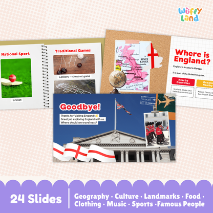 England Country Study Kid Friendly Geography & Culture PDF Slides