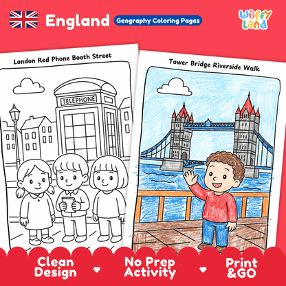 England Geography Coloring Pages Worksheets