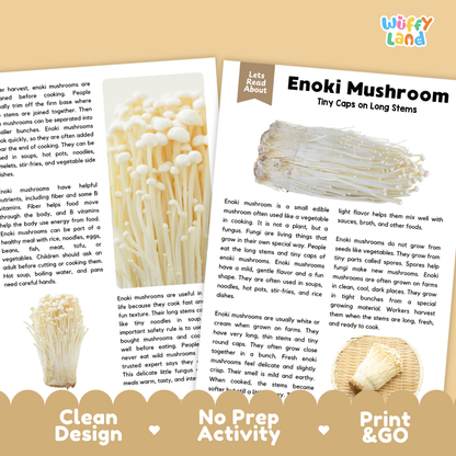 Teacher answer key page showing complete question solutions for enoki mushroom reading comprehension practice