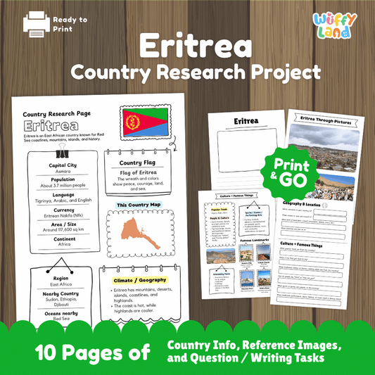 Eritrea Country Research Project Printable Worksheets and Activities