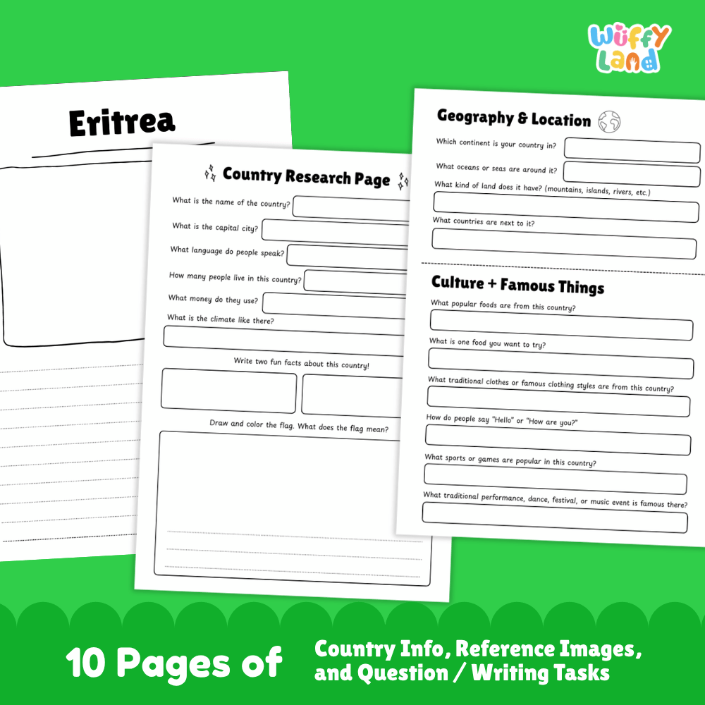 Eritrea Country Research Project Printable Worksheets and Activities