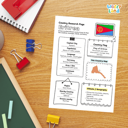 Eritrea Country Research Project Printable Worksheets and Activities