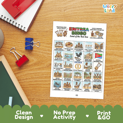Eritrea Geography BINGO Games Printable Country Study Activity Cards