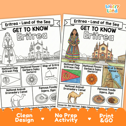 Eritrea Geography Coloring Poster and Fact Sheet Printable Worksheets