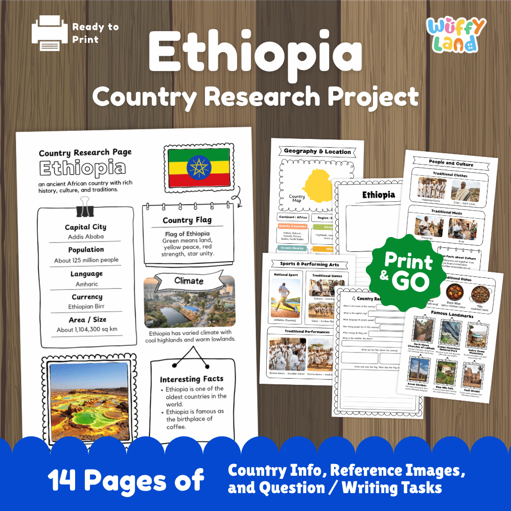 Ethiopia Country Research Project | Geography Worksheets and Writing Tasks