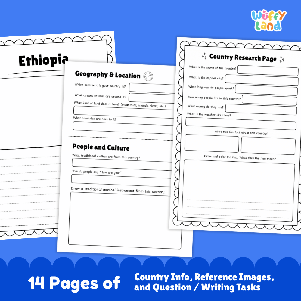 Ethiopia Country Research Project | Geography Worksheets and Writing Tasks