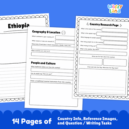 Ethiopia Country Research Project | Geography Worksheets and Writing Tasks