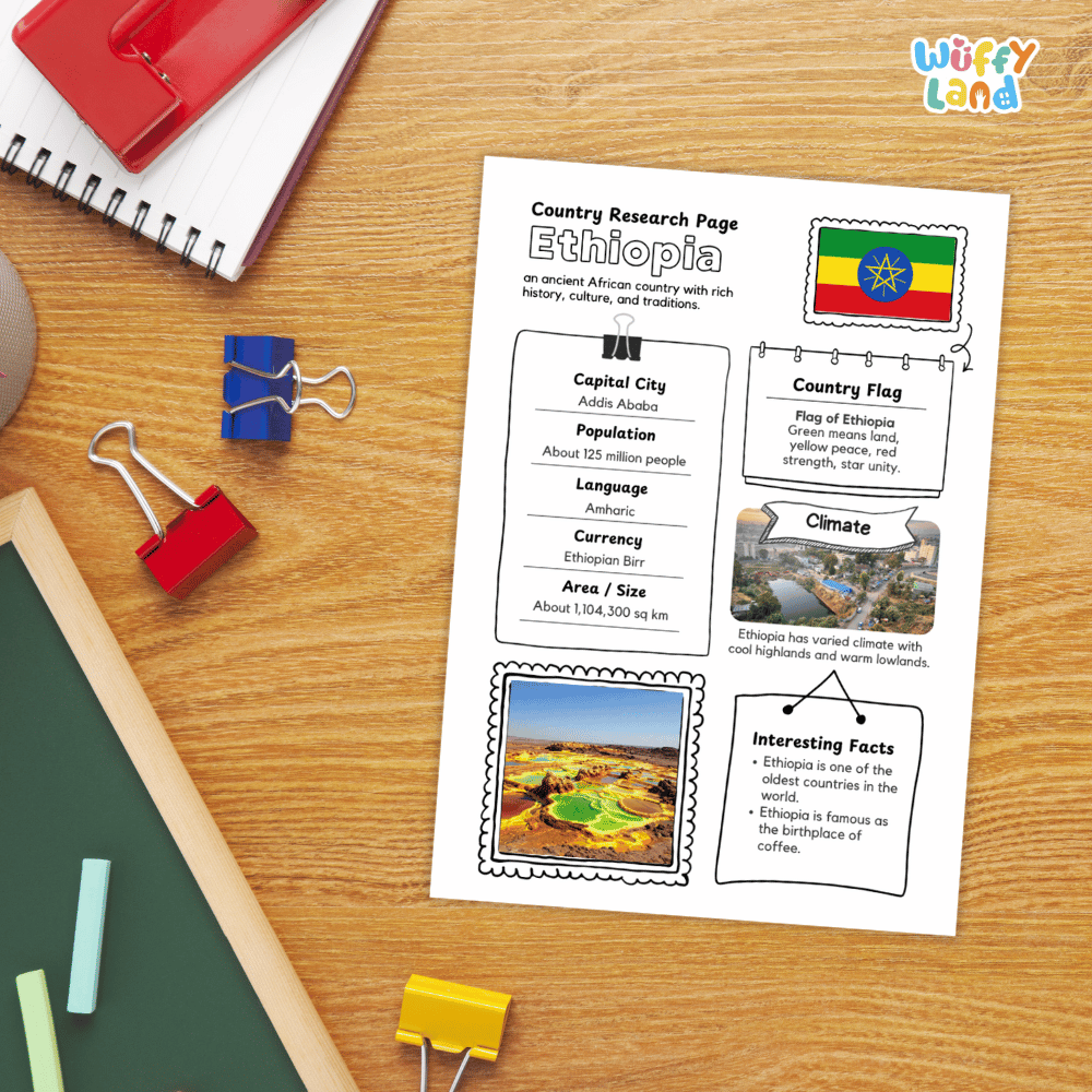 Ethiopia Country Research Project | Geography Worksheets and Writing Tasks