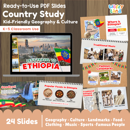 Ethiopia Country Study Kid Friendly Geography & Culture PDF Slides